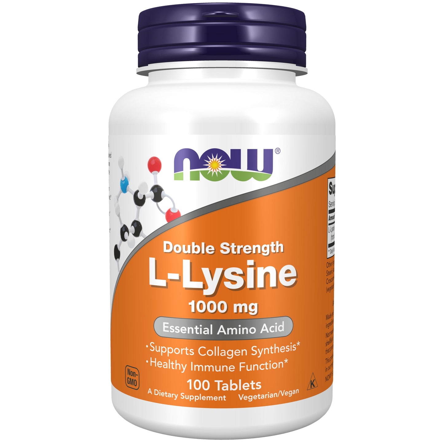 NOW Foods | L-Lysine, Double Strength 1000 mg - 100 Tablets