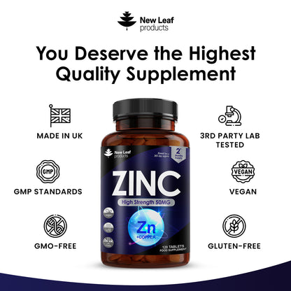 New Leaf | Zinc 50mg High Strength 120