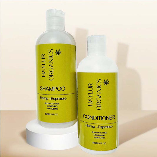 Haylur Organics Conditioner and Shampoo Set, Hemp +Espresso