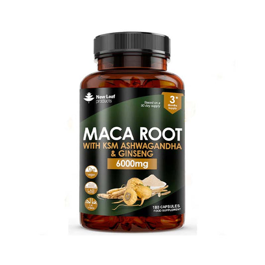 New Leaf Maca Root 6000mg with KSM Ashwagandha & Ginseng 180