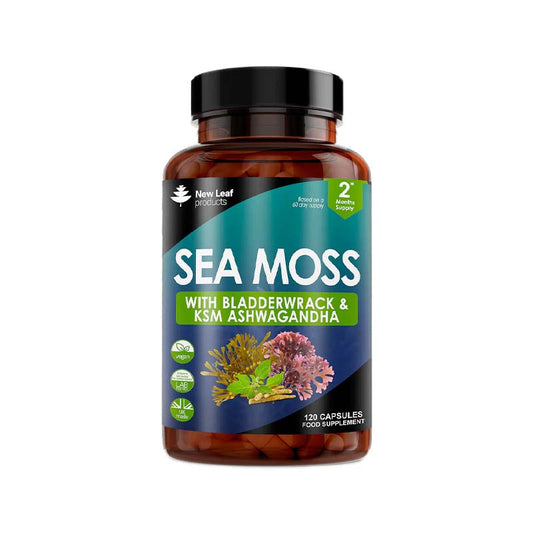 New Leaf Sea Moss Complex + Bladderwrack & KSM Ashwagandha, 120 Capsules, 2 Month Supply