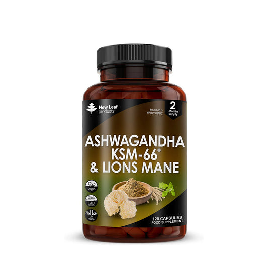 New Leaf | Ashwagandha KSM-66 & Lions Mane 2 Month Supply